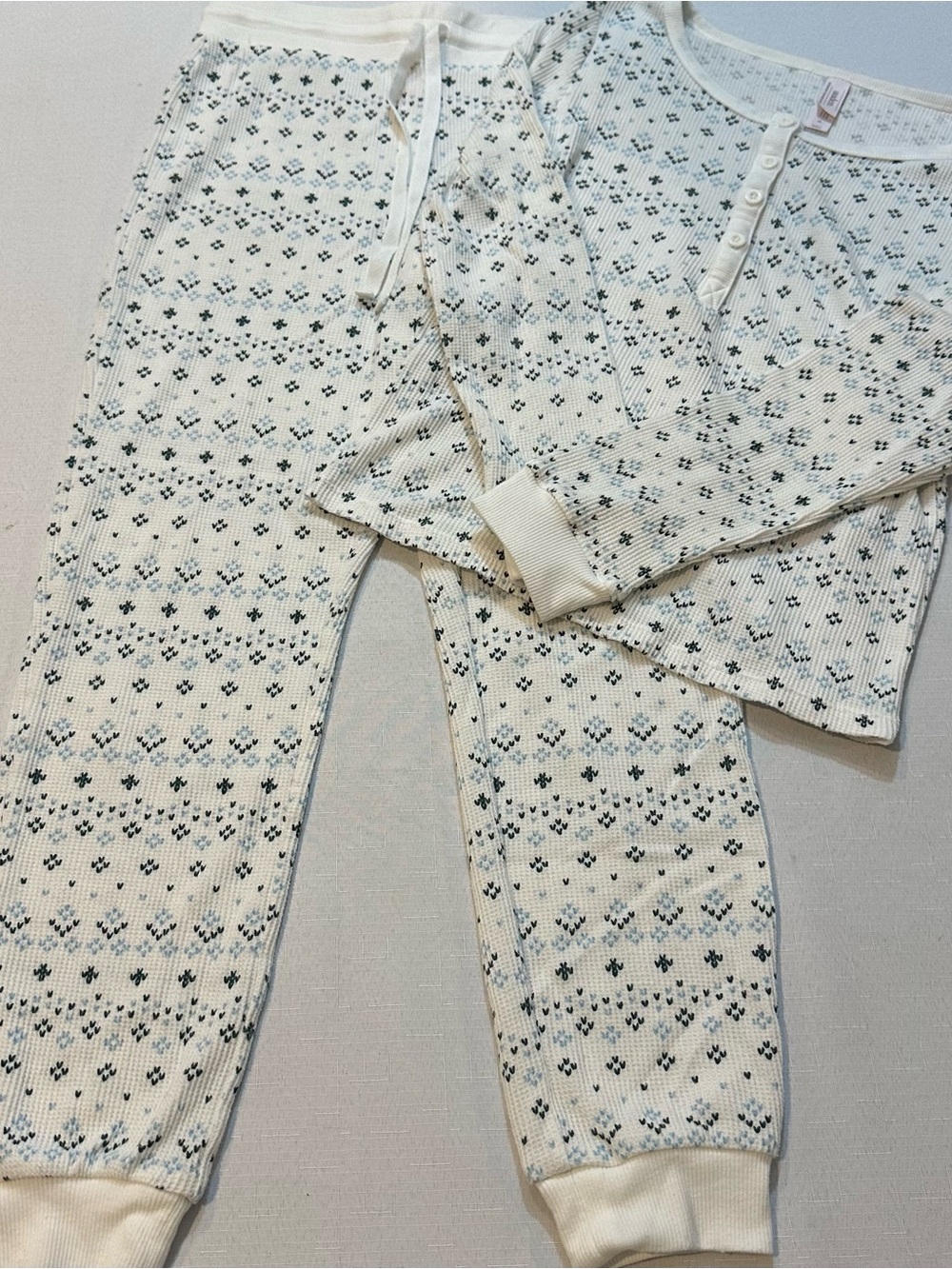 Auden Waffle Knit Fair Isle Pajama Set Size Small
